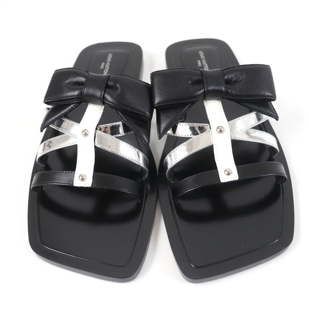 LOUIS VUITTON Sandals Main: Leather black Peplum Line Women 36 Used Authentic