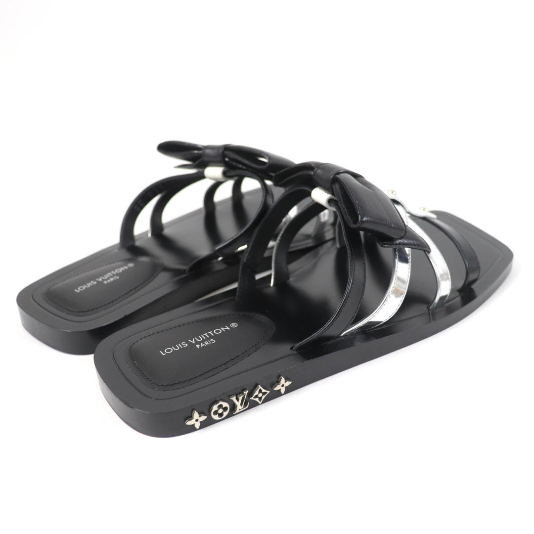 LOUIS VUITTON Sandals Main: Leather black Peplum Line Women 36 Used Authentic