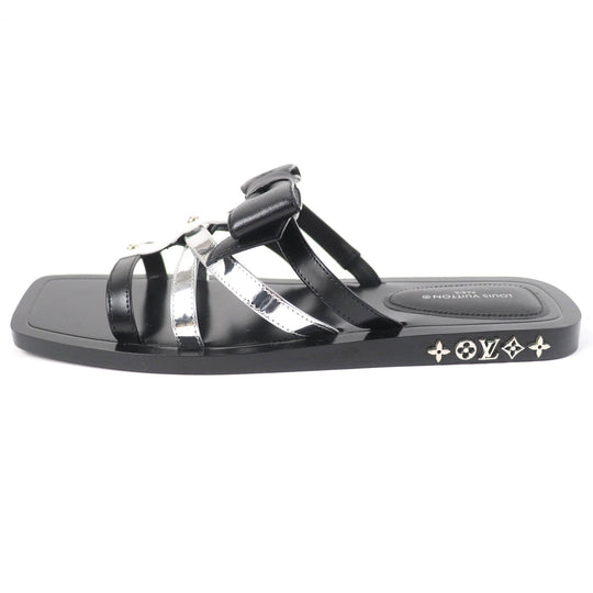 LOUIS VUITTON Sandals Main: Leather black Peplum Line Women 36 Used Authentic