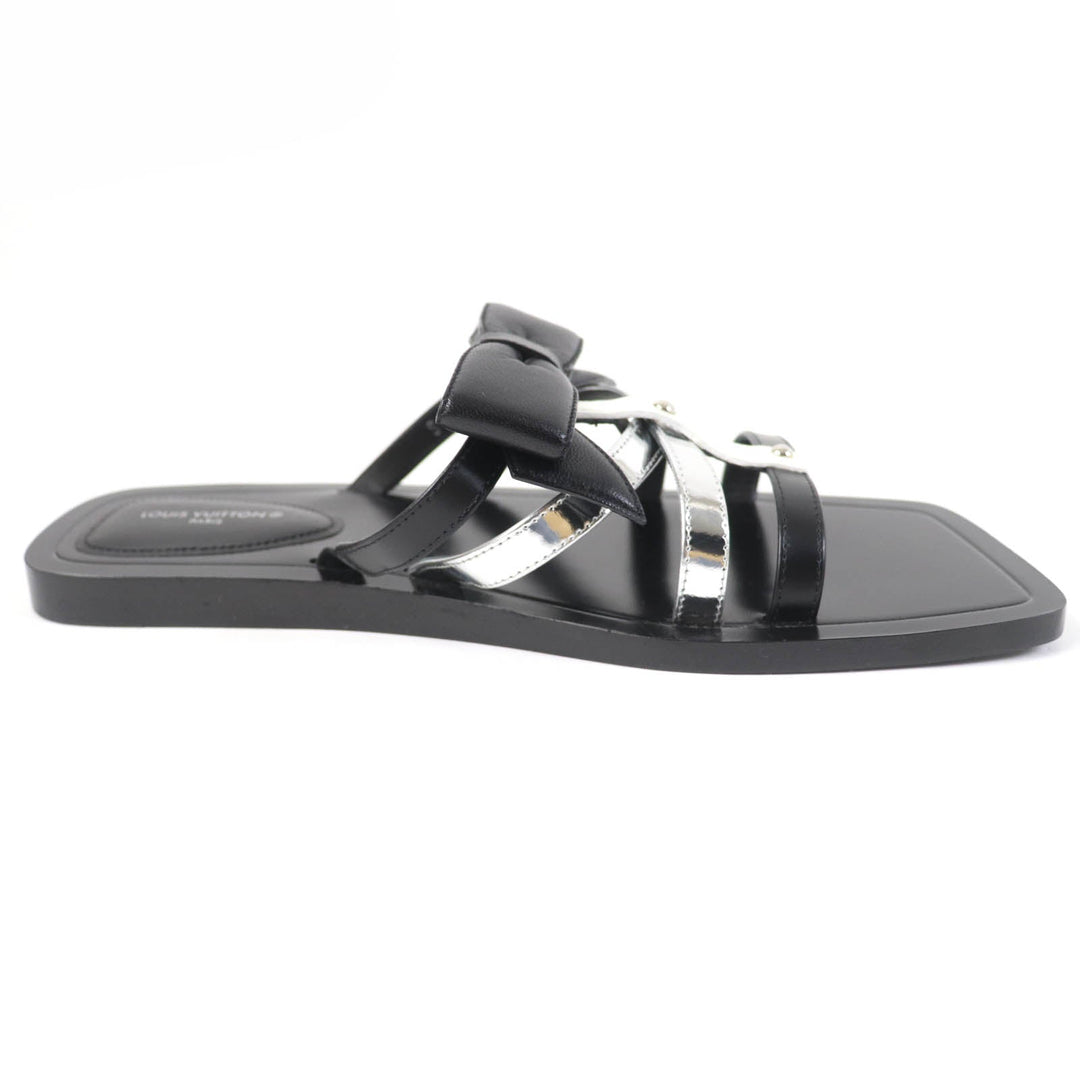 LOUIS VUITTON Sandals Main: Leather black Peplum Line Women 36 Used Authentic