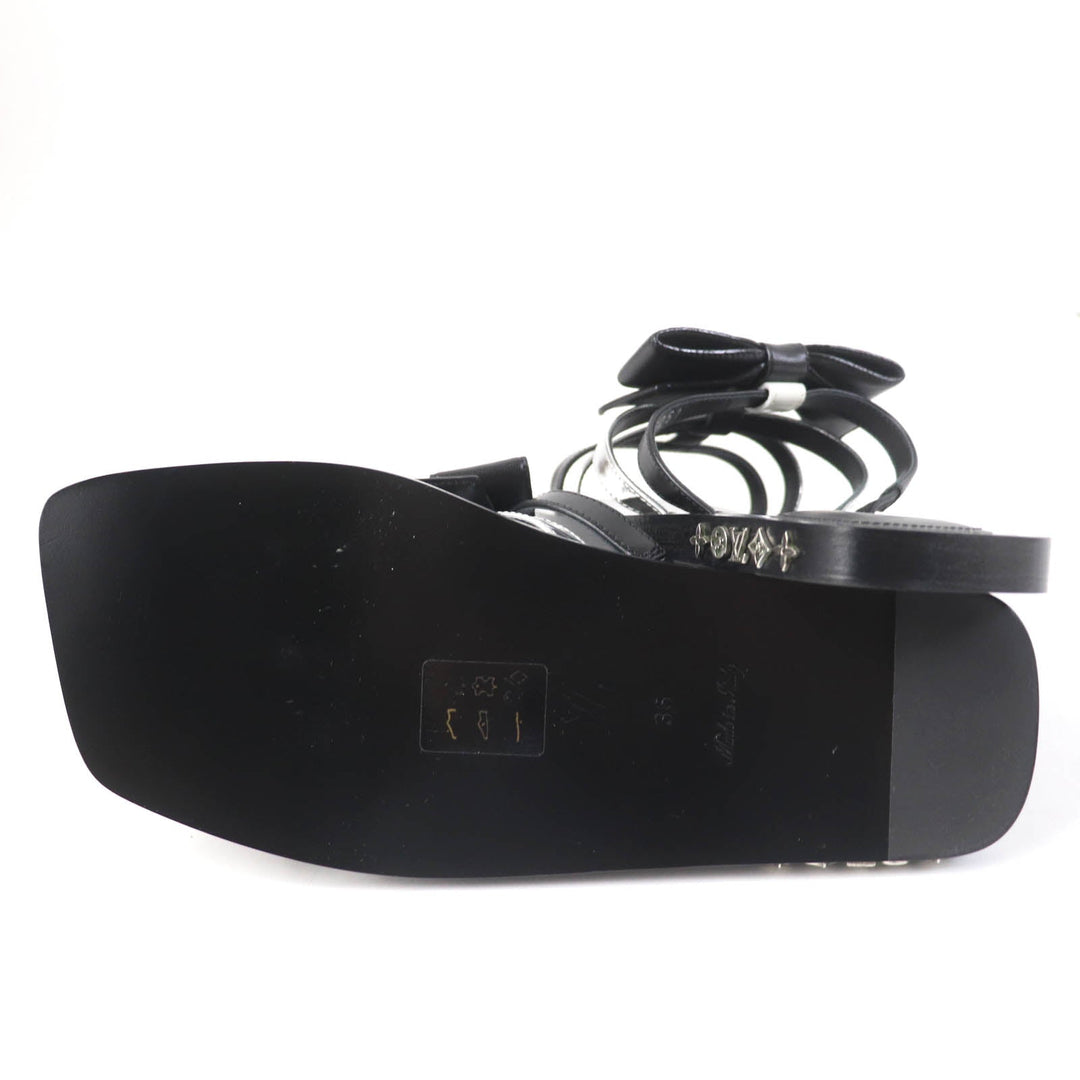 LOUIS VUITTON Sandals Main: Leather black Peplum Line Women 36 Used Authentic
