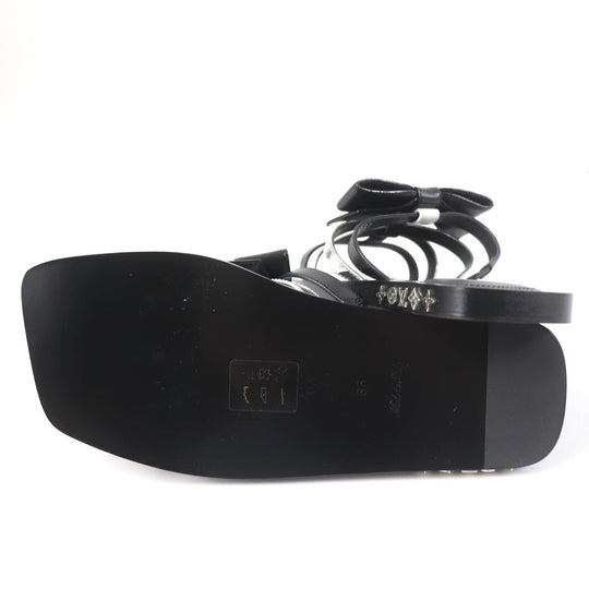 LOUIS VUITTON Sandals Main: Leather black Peplum Line Women 36 Used Authentic