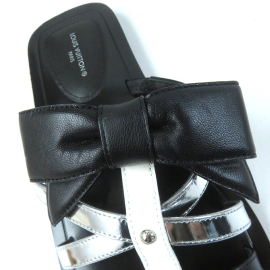 LOUIS VUITTON Sandals Main: Leather black Peplum Line Women 36 Used Authentic