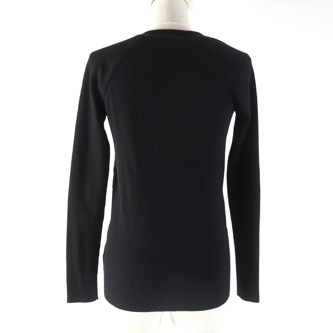 LOUIS VUITTON cardigan Main: 70% wool, Main: 30% silk Black brown Women XS Used Authentic