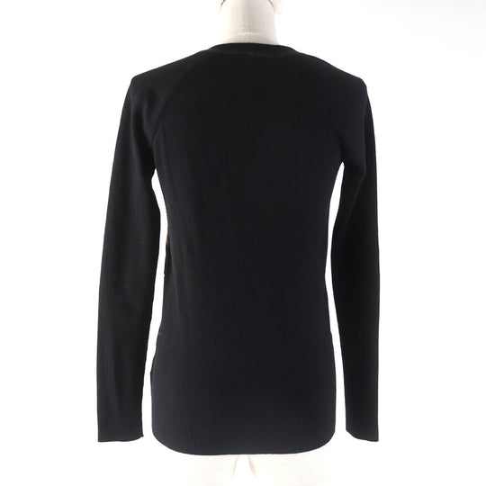 LOUIS VUITTON cardigan Main: 70% wool, Main: 30% silk Black brown Women XS Used Authentic