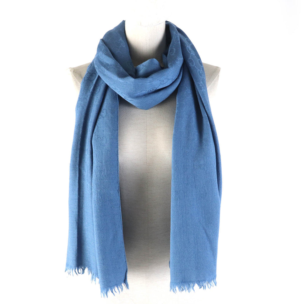 GUCCI Stall Main: 70% wool, Main: 30% silk blue Women Used Authentic