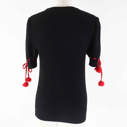 MIUMIU Short sleeve knit MML260 Main: 100% virgin wool Black red Women 36 Used Authentic