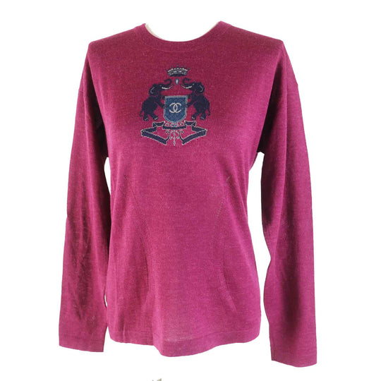 CHANEL knit 12A P44155 Main: 100% alpaca Dark pink Women 36 Used Authentic