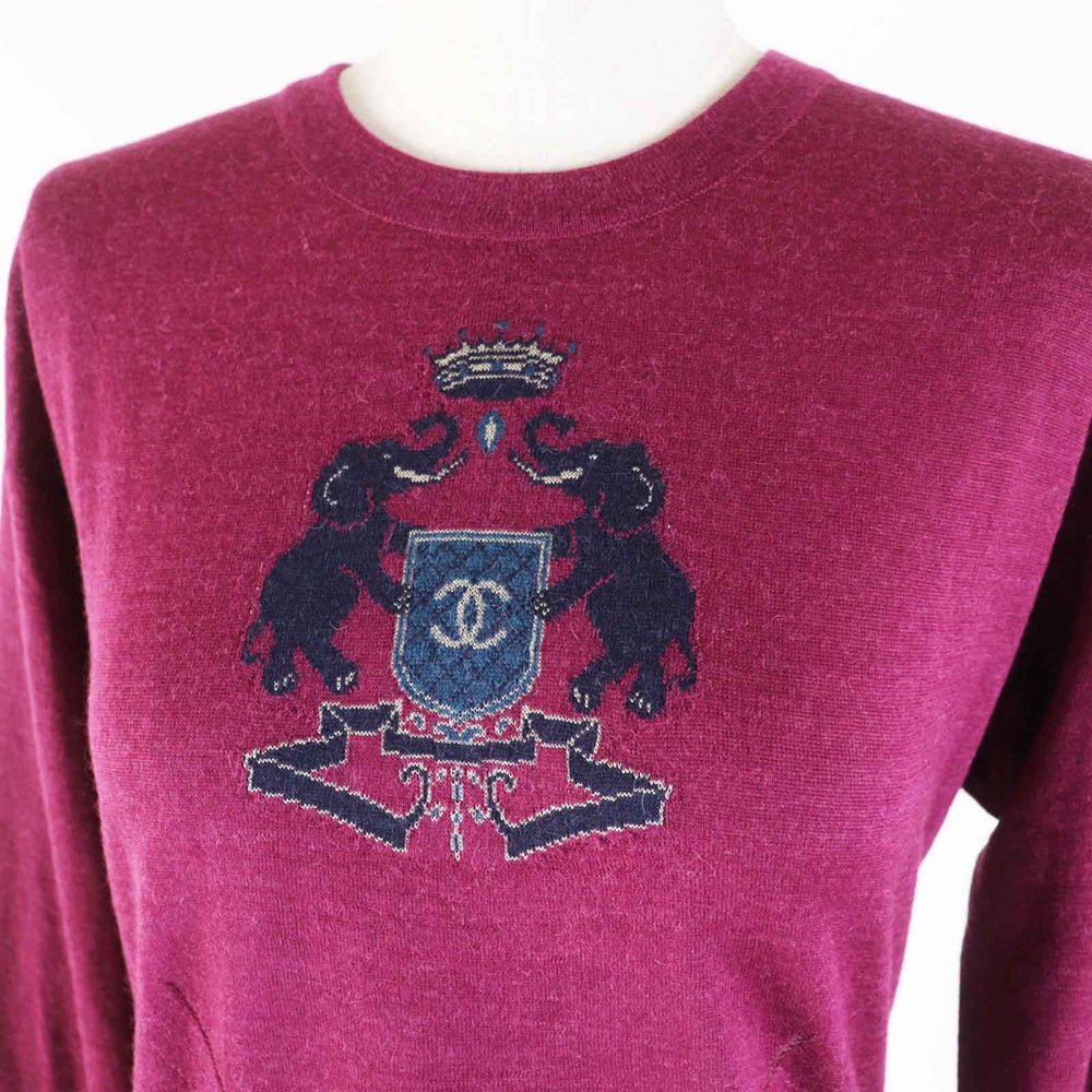 CHANEL knit 12A P44155 Main: 100% alpaca Dark pink Women 36 Used Authentic