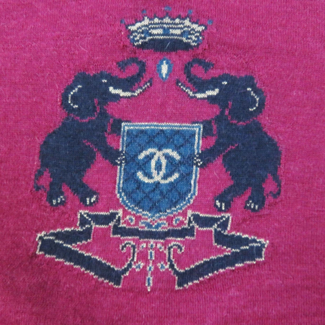 CHANEL knit 12A P44155 Main: 100% alpaca Dark pink Women 36 Used Authentic