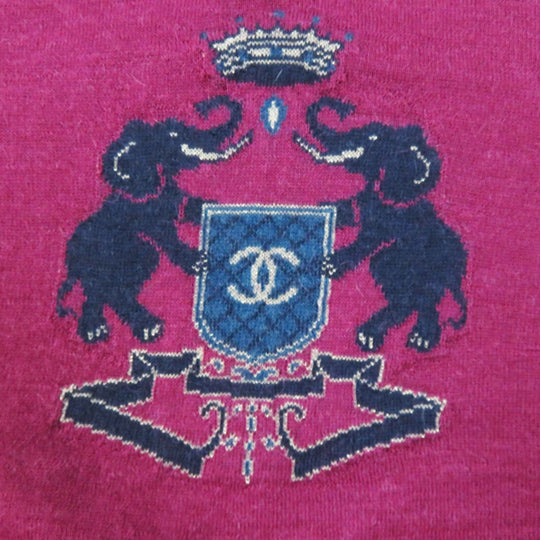 CHANEL knit 12A P44155 Main: 100% alpaca Dark pink Women 36 Used Authentic