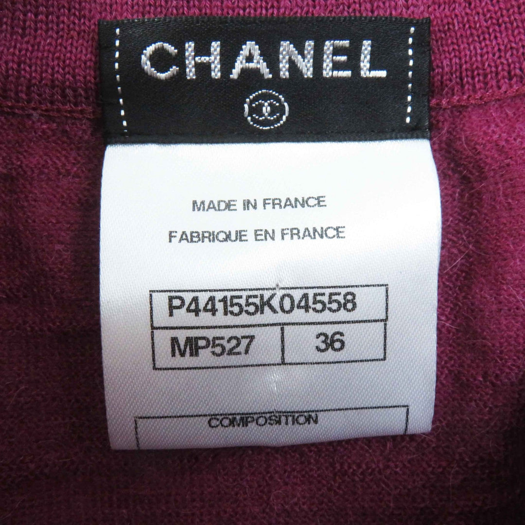 CHANEL knit 12A P44155 Main: 100% alpaca Dark pink Women 36 Used Authentic