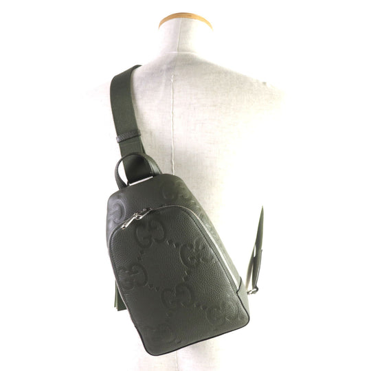 GUCCI Sling bag 766937 Main: Leather Khaki (dark green) Jumbo GG mens Used Authentic