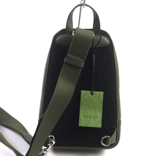 GUCCI Sling bag 766937 Main: Leather Khaki (dark green) Jumbo GG mens Used Authentic