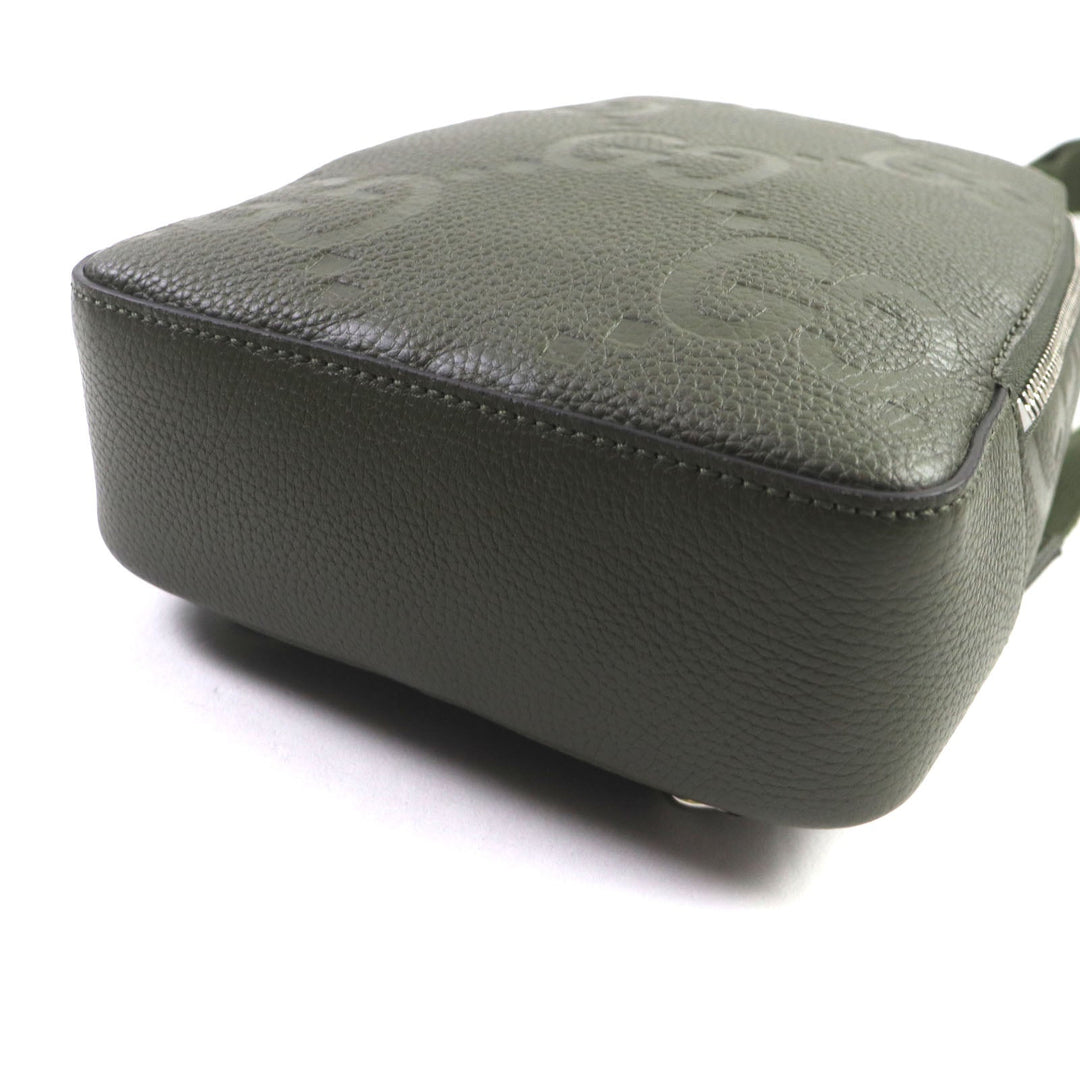 GUCCI Sling bag 766937 Main: Leather Khaki (dark green) Jumbo GG mens Used Authentic