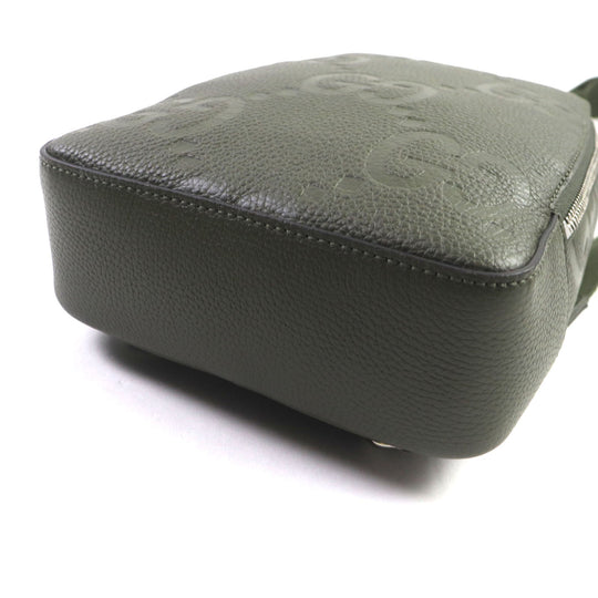 GUCCI Sling bag 766937 Main: Leather Khaki (dark green) Jumbo GG mens Used Authentic