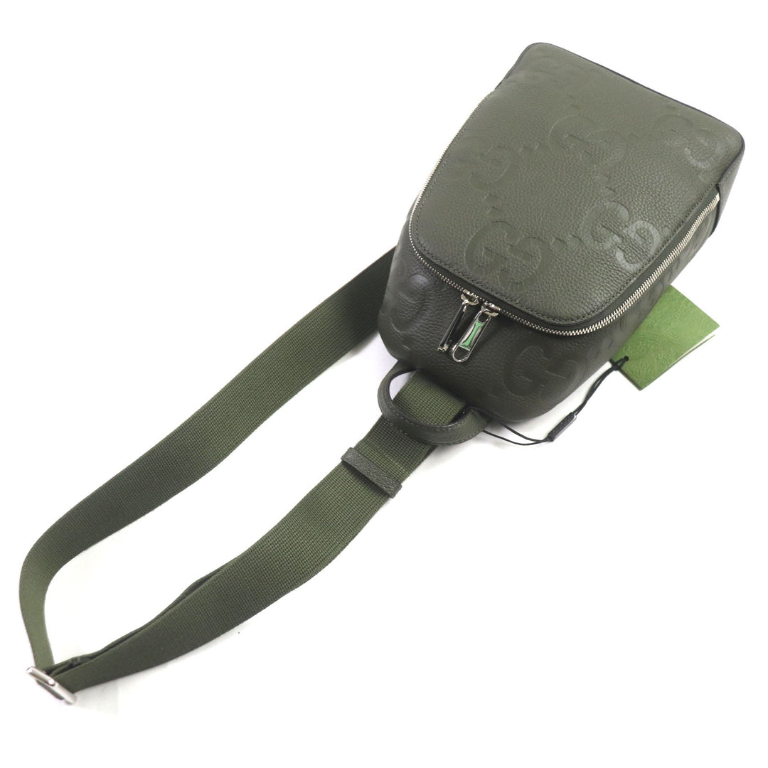 GUCCI Sling bag 766937 Main: Leather Khaki (dark green) Jumbo GG mens Used Authentic