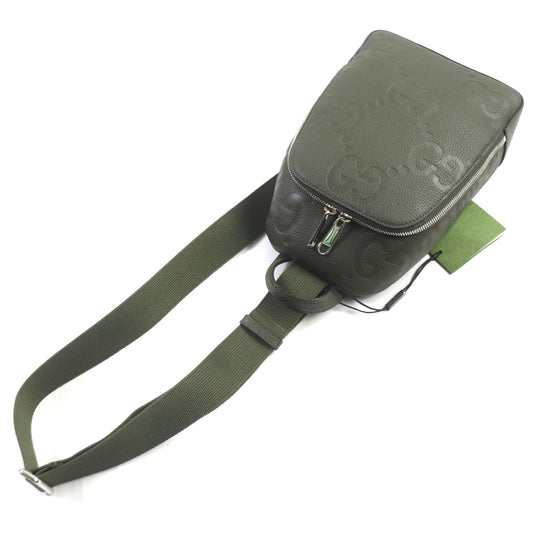 GUCCI Sling bag 766937 Main: Leather Khaki (dark green) Jumbo GG mens Used Authentic