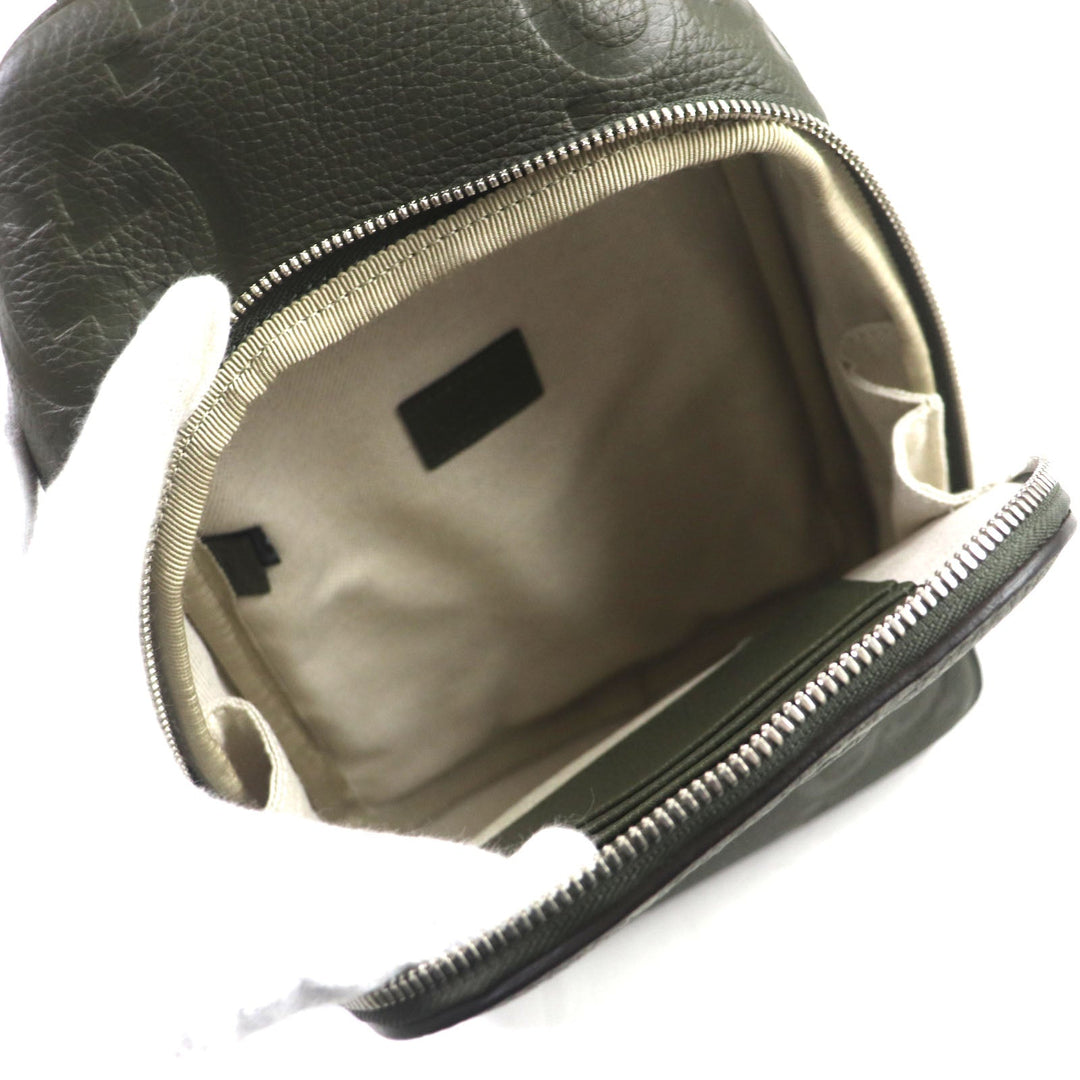 GUCCI Sling bag 766937 Main: Leather Khaki (dark green) Jumbo GG mens Used Authentic