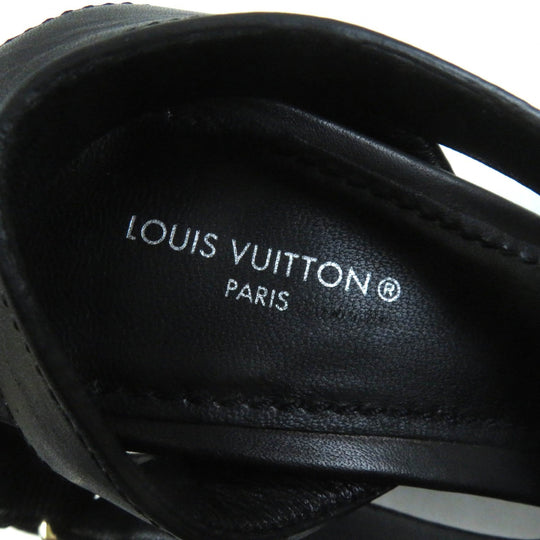 LOUIS VUITTON Sandals Main: Leather black horizon line Monogram Mahina Women 37 Used Authentic