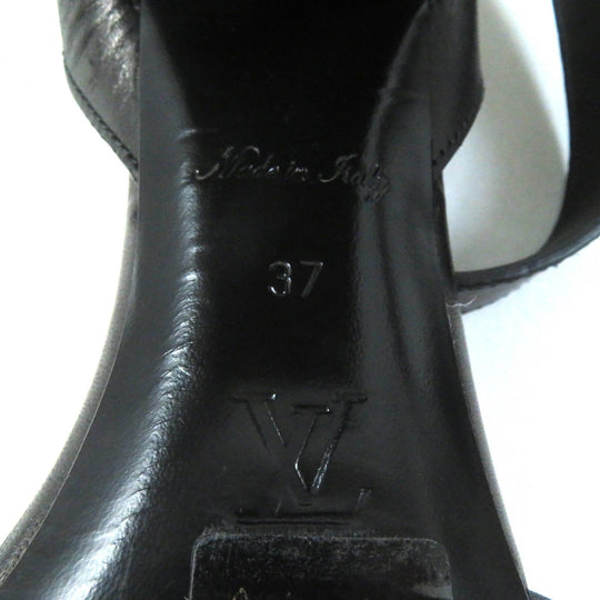 LOUIS VUITTON Sandals Main: Leather black horizon line Monogram Mahina Women 37 Used Authentic