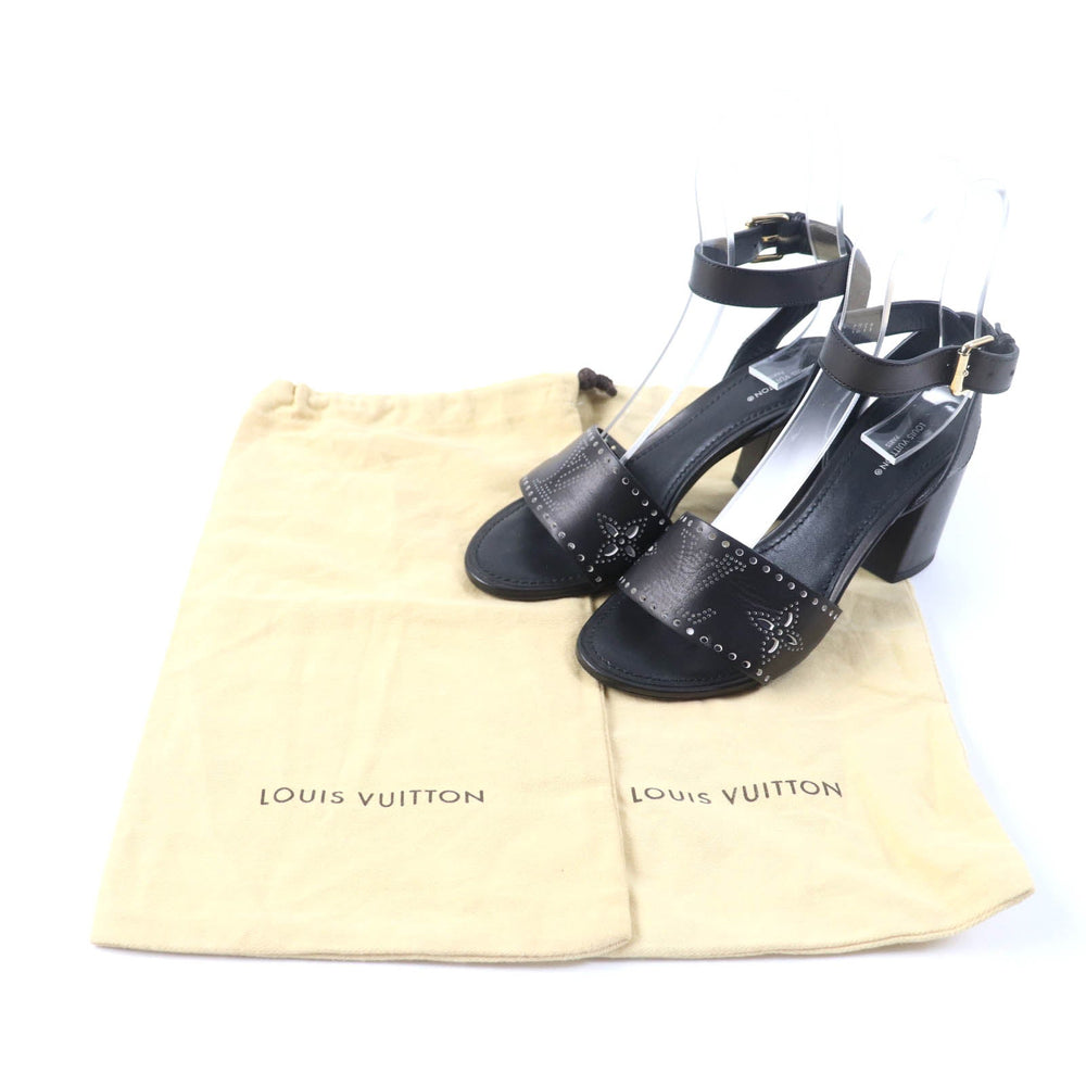 LOUIS VUITTON Sandals Main: Leather black horizon line Monogram Mahina Women 37 Used Authentic