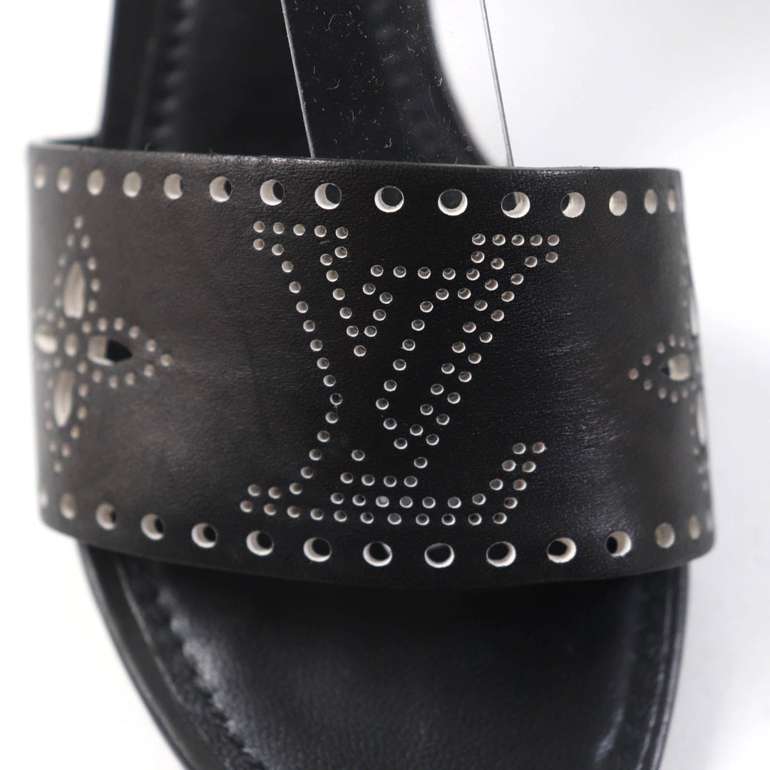 LOUIS VUITTON Sandals Main: Leather black horizon line Monogram Mahina Women 37 Used Authentic