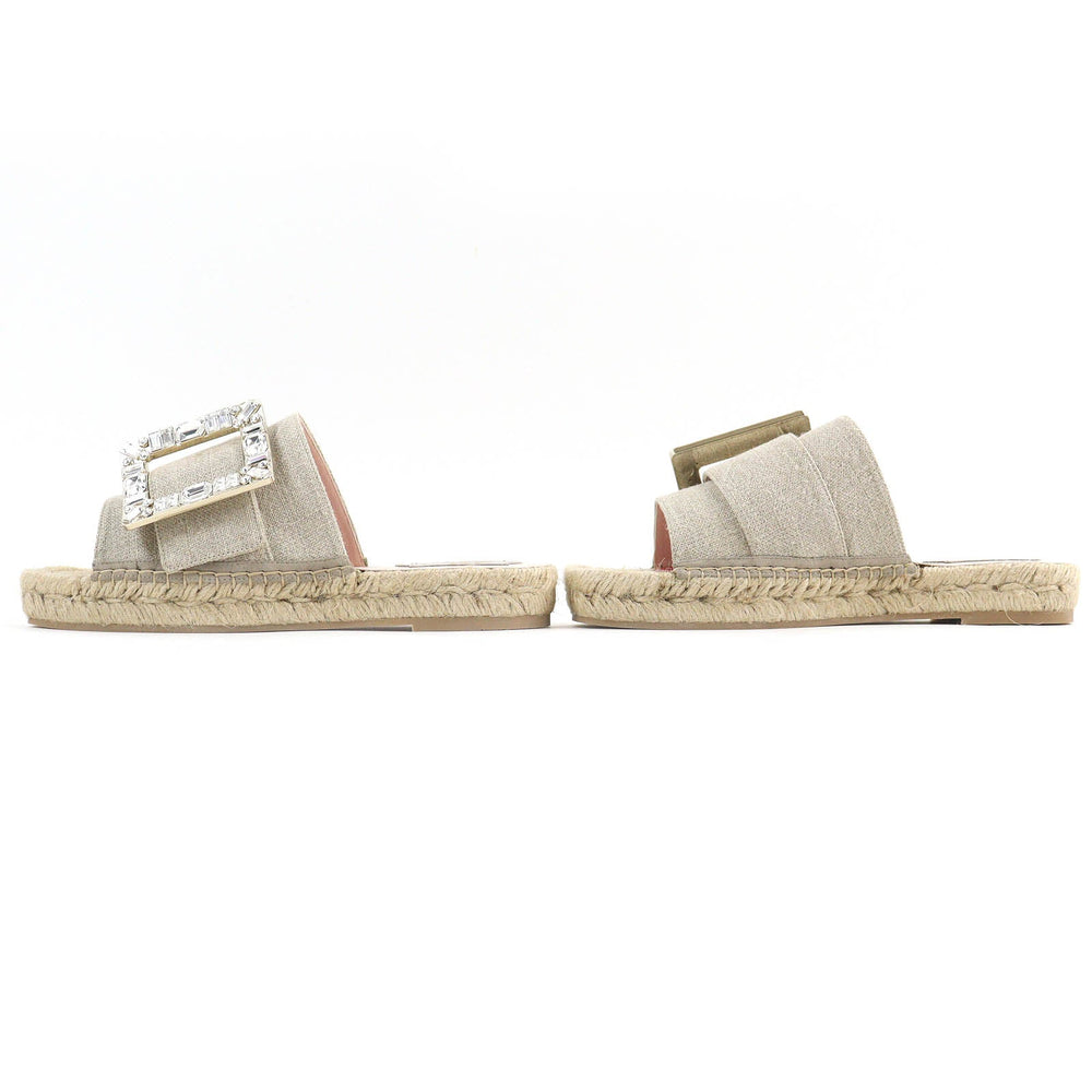 ROGERVIVIER Sandals Part: Jute, Main: Linen beige Women 36 Used Authentic