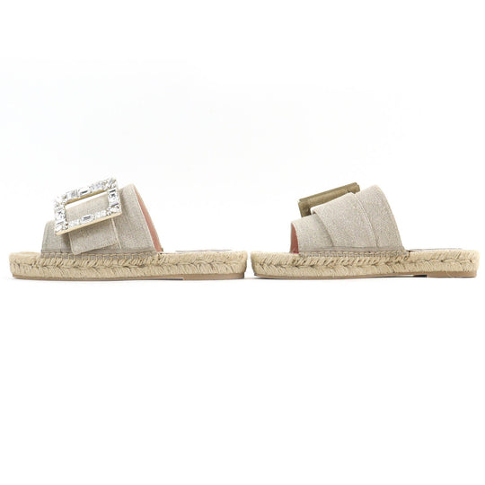 ROGERVIVIER Sandals Part: Jute, Main: Linen beige Women 36 Used Authentic