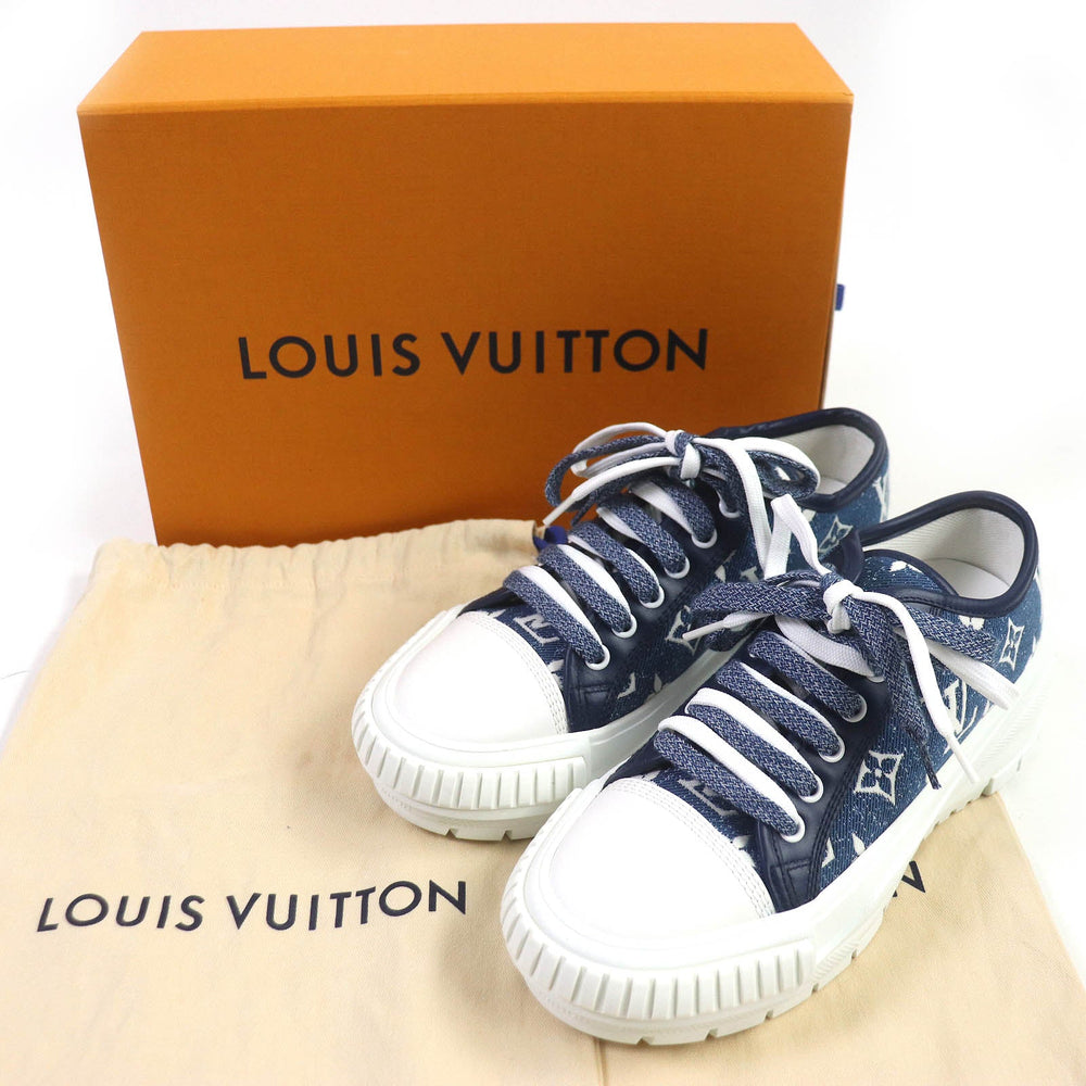 LOUIS VUITTON sneakers Main: Denim Indigo Blue White squad line Women 35 Used Authentic