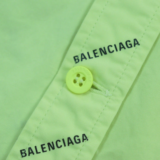 BALENCIAGA Short sleeve shirt 534332 Outer material: 100% cotton yellow All Over Logo Short Sleeve Shirt mens 38 Used Authentic