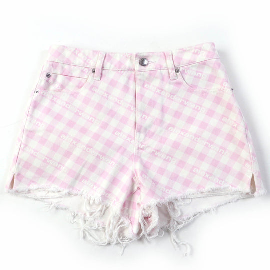 Alexander Wang Shorts 4DC2214939 Main: 100% cotton pink BITE SHOAT denim fade check Women 26 Used Authentic
