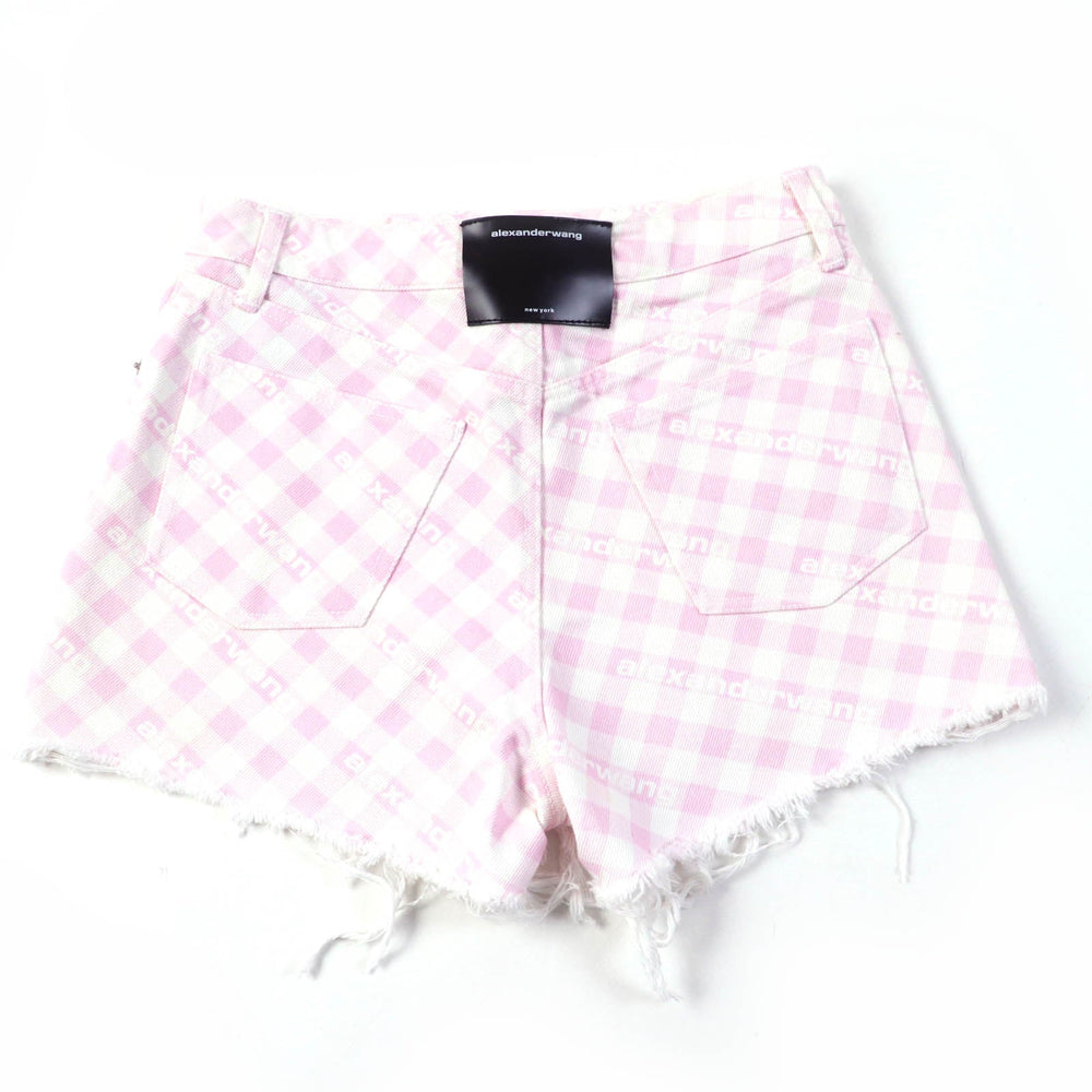 Alexander Wang Shorts 4DC2214939 Main: 100% cotton pink BITE SHOAT denim fade check Women 26 Used Authentic