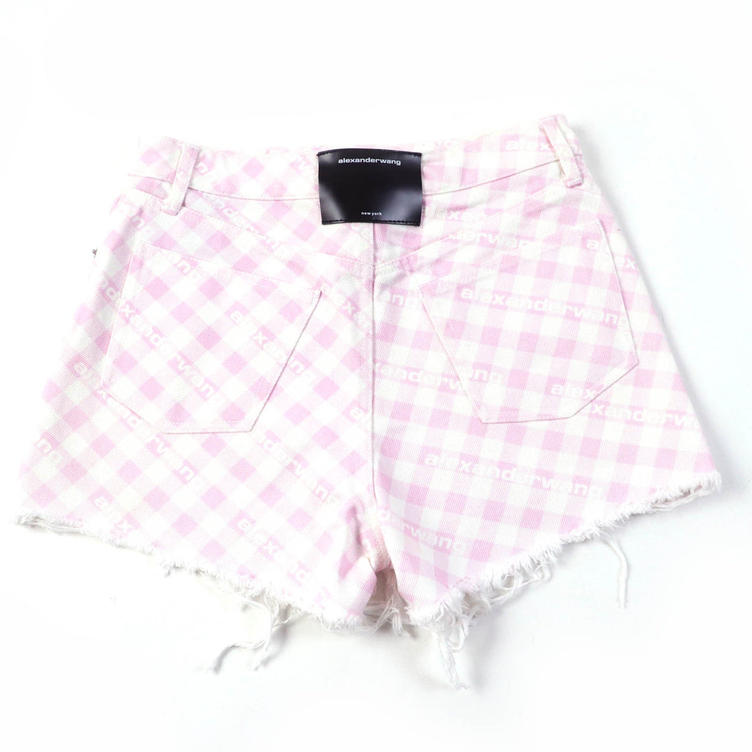 Alexander Wang Shorts 4DC2214939 Main: 100% cotton pink BITE SHOAT denim fade check Women 26 Used Authentic