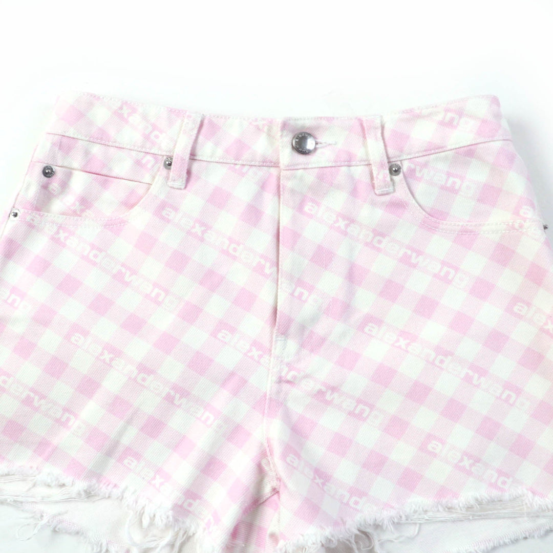 Alexander Wang Shorts 4DC2214939 Main: 100% cotton pink BITE SHOAT denim fade check Women 26 Used Authentic
