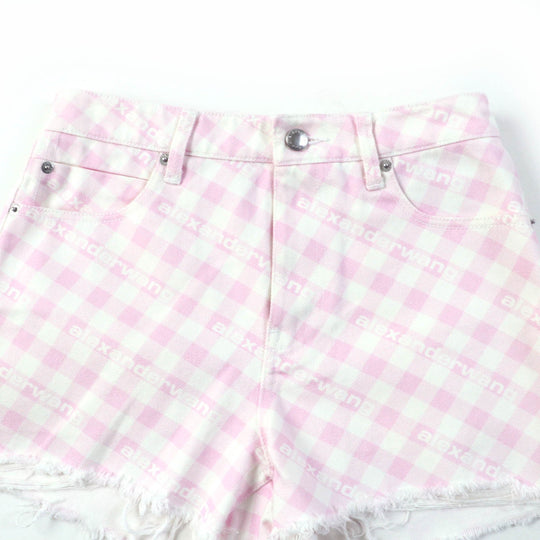 Alexander Wang Shorts 4DC2214939 Main: 100% cotton pink BITE SHOAT denim fade check Women 26 Used Authentic