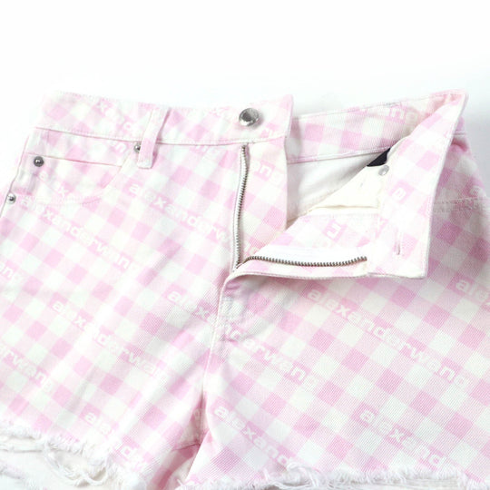 Alexander Wang Shorts 4DC2214939 Main: 100% cotton pink BITE SHOAT denim fade check Women 26 Used Authentic