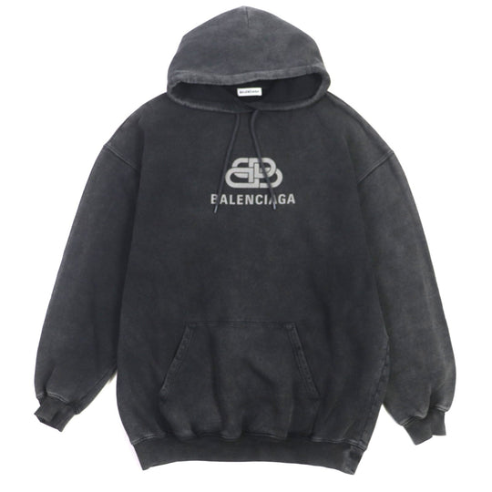 BALENCIAGA Hoodie 578135 Main: 100% cotton black mens XS Used Authentic
