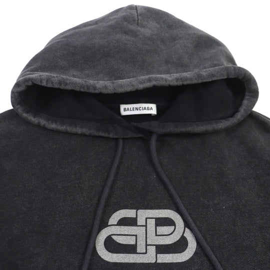 BALENCIAGA Hoodie 578135 Main: 100% cotton black mens XS Used Authentic