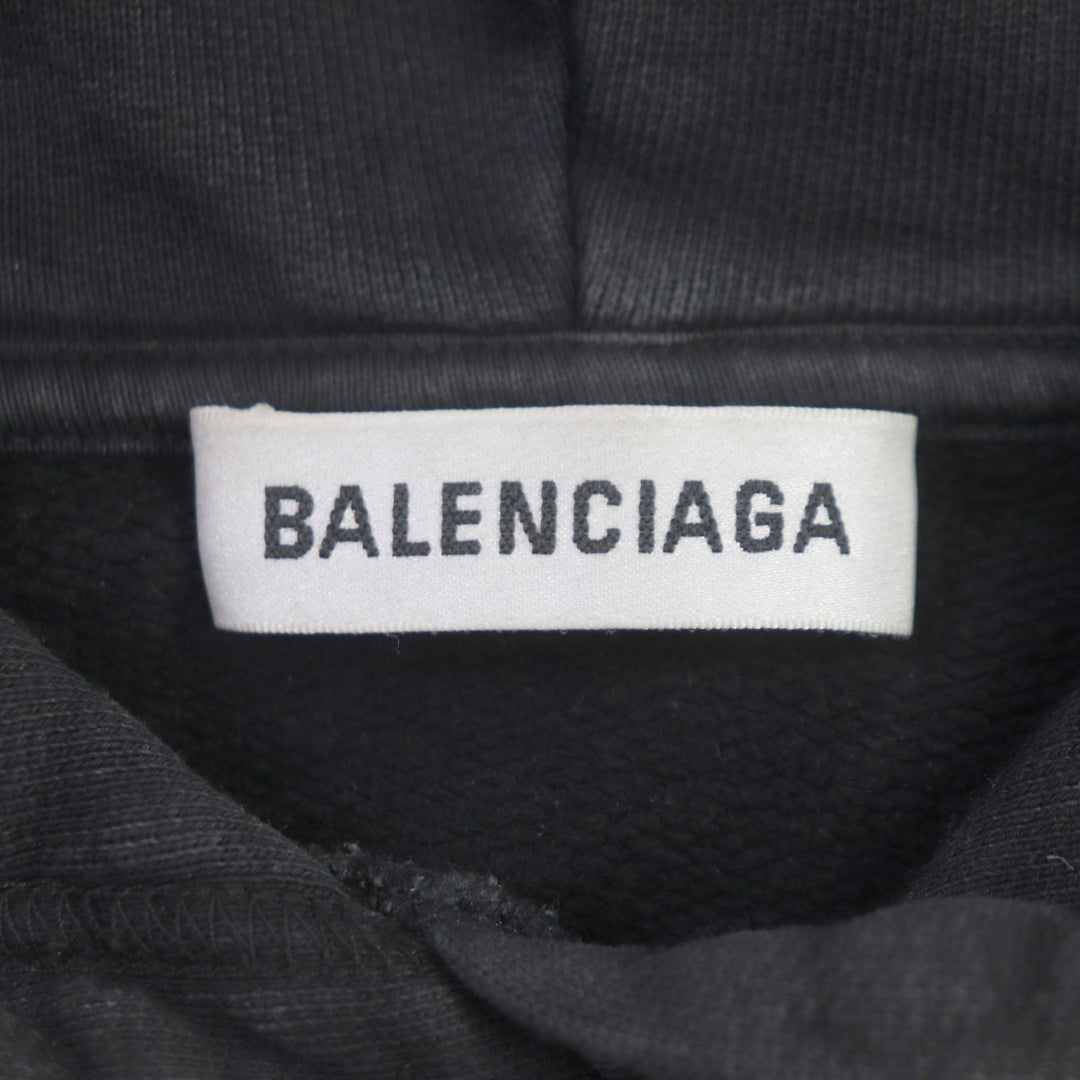 BALENCIAGA Hoodie 578135 Main: 100% cotton black mens XS Used Authentic