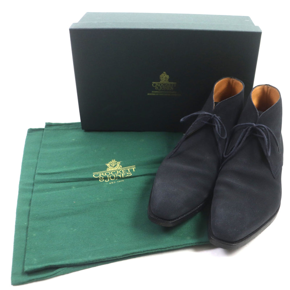 CROCKETT&JONES Ankle boots Main: Suede leather Navy TETBURT Tetbury mens 7 1/2 E Used Authentic