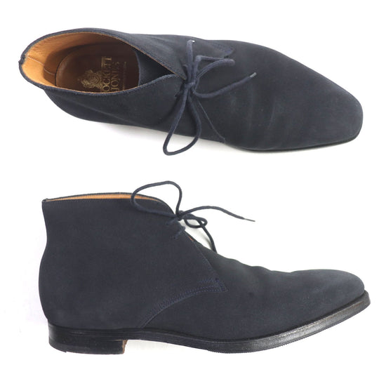 CROCKETT&JONES Ankle boots Main: Suede leather Navy TETBURT Tetbury mens 7 1/2 E Used Authentic
