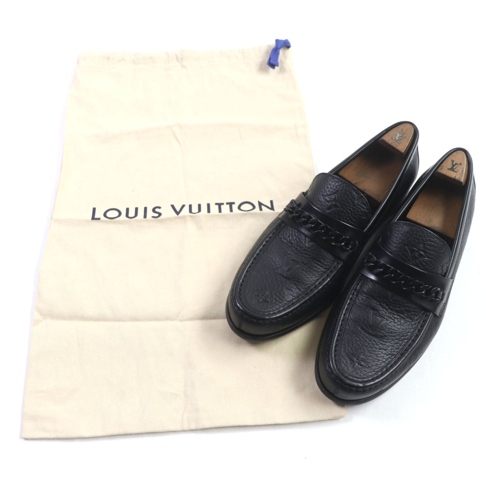 LOUIS VUITTON loafers Main: Leather black Monogram mens 6 1/2 Used Authentic