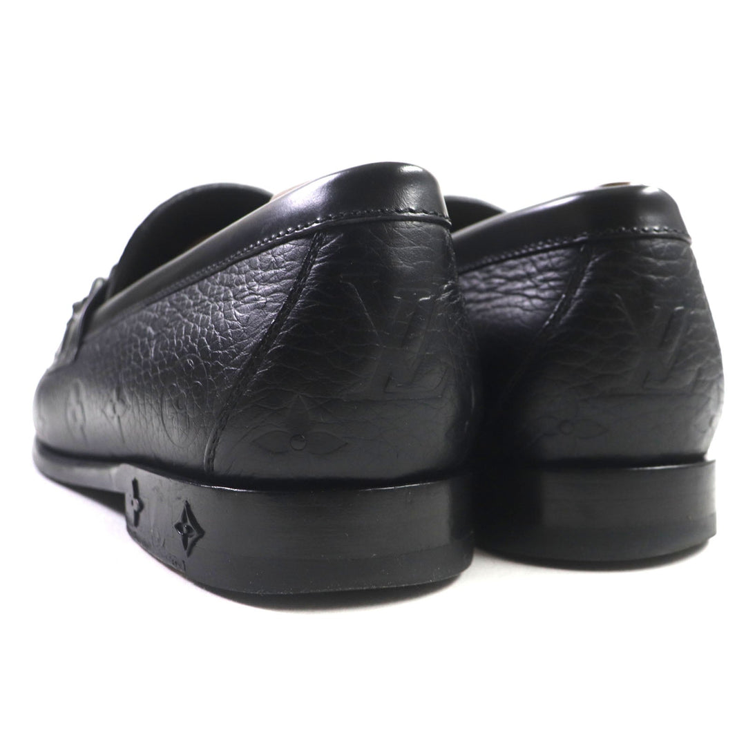 LOUIS VUITTON loafers Main: Leather black Monogram mens 6 1/2 Used Authentic