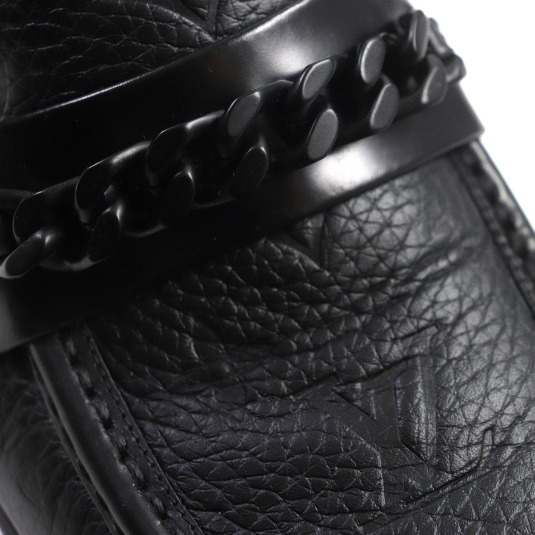LOUIS VUITTON loafers Main: Leather black Monogram mens 6 1/2 Used Authentic