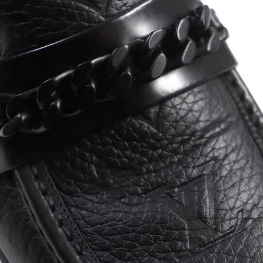 LOUIS VUITTON loafers Main: Leather black Monogram mens 6 1/2 Used Authentic