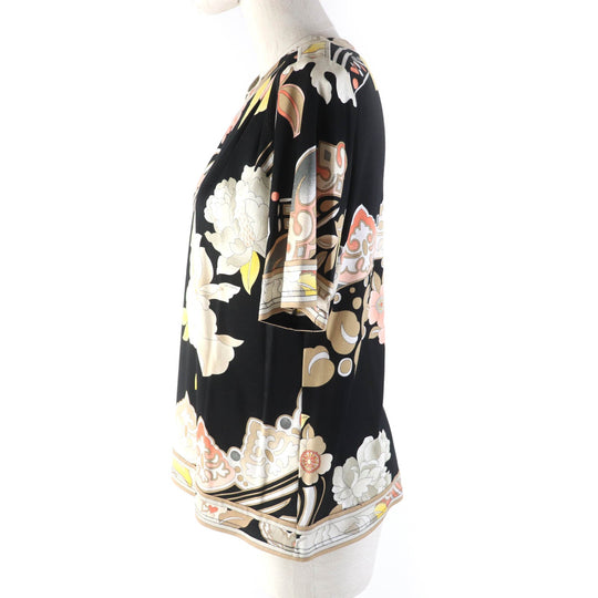 LEONARD FASHION Cut 0379125 Main: 100% cotton black multi Women L Used Authentic
