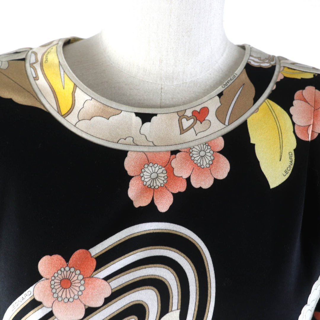 LEONARD FASHION Cut 0379125 Main: 100% cotton black multi Women L Used Authentic