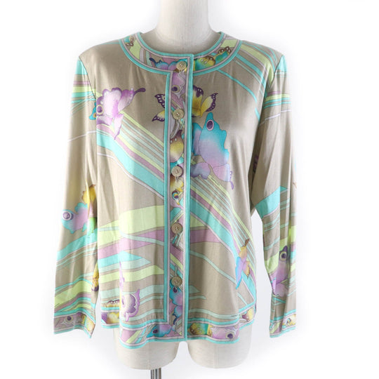 LEONARD FASHION cardigan Main: 100% cotton Multi Women L Used Authentic