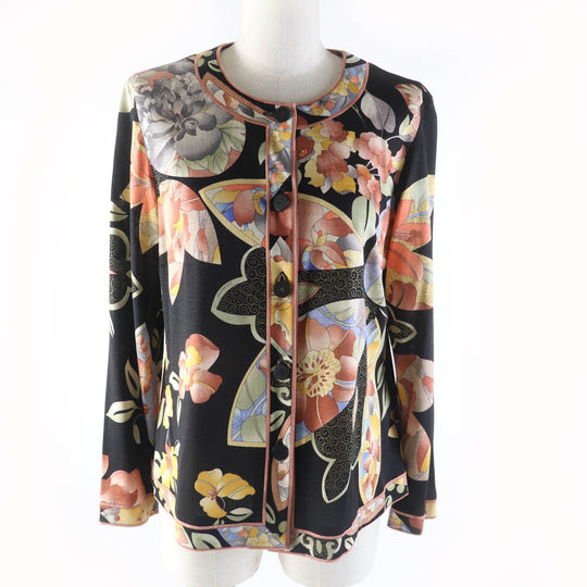 LEONARD FASHION cardigan Main: 60% wool, Main: 40% silk Multi Women L Used Authentic